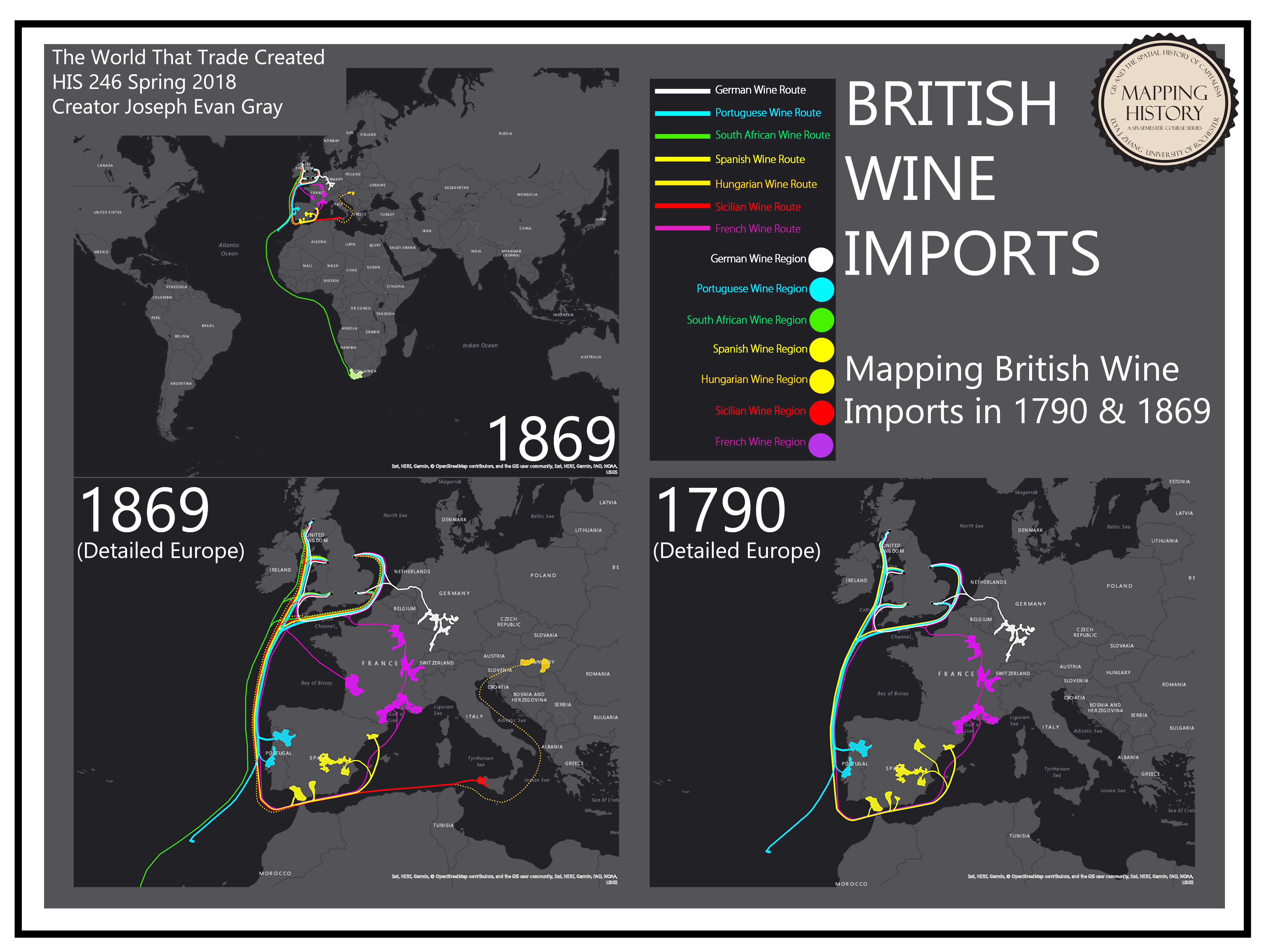 Mapping British Wine Imports in 1790 & 1869